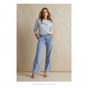 Terry stripe chestprint - jeansblue