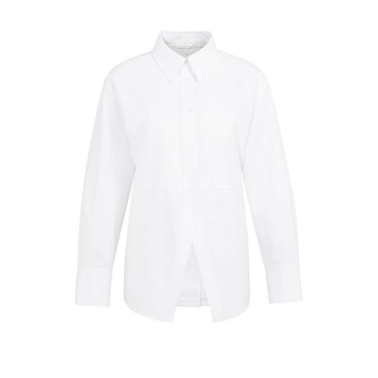 A-line poplin blouse with fron 00000 PURE WHIT