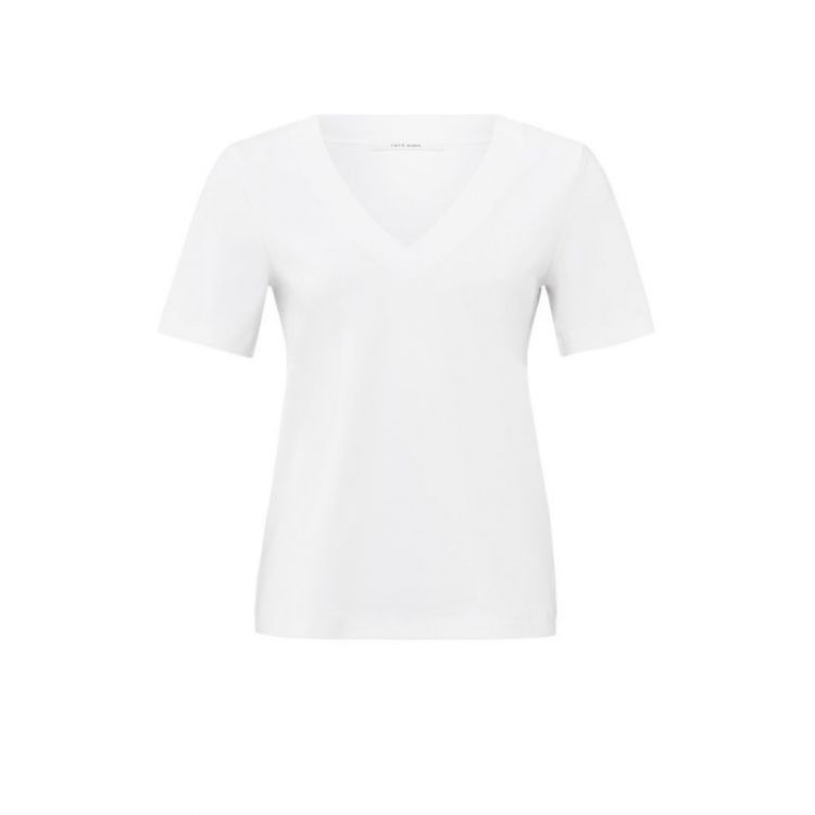 Basic T-shirt with V-neck and 00000 PURE WHIT