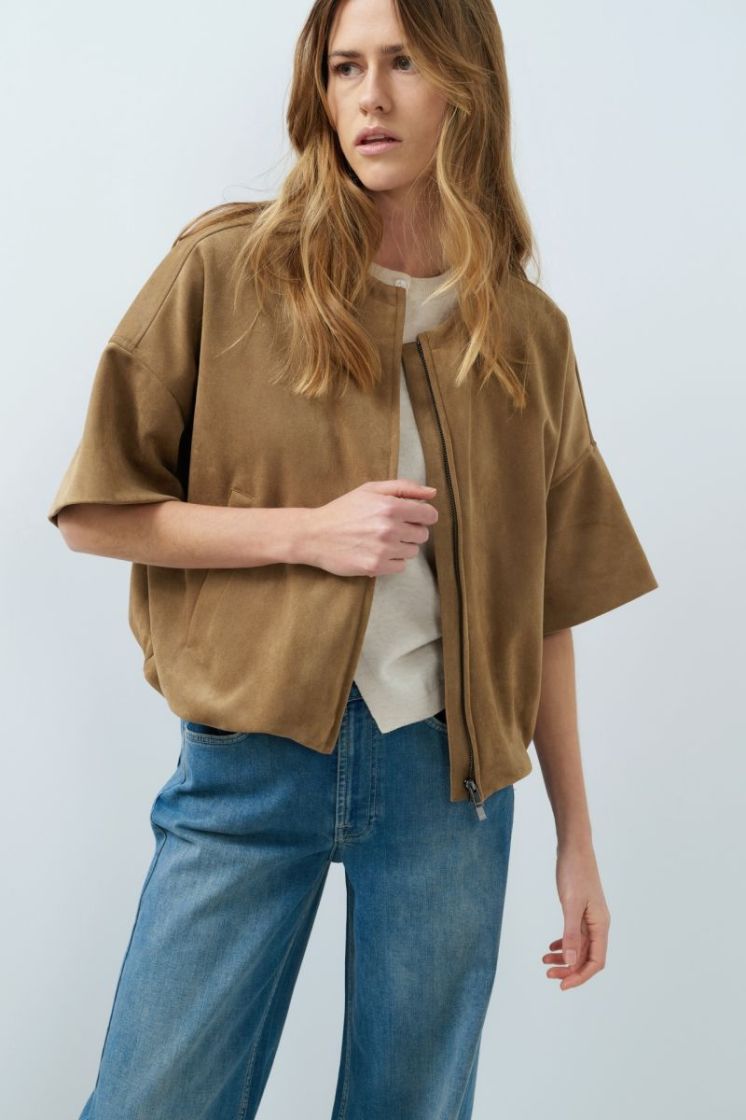 Oversized shortsleeve suedine  81018 OTTER BRO