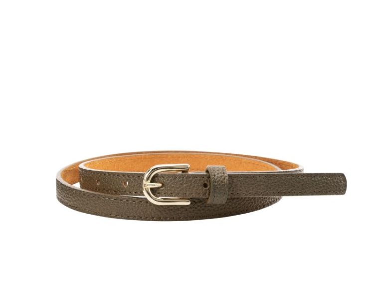 Rounded buckle fine belt - 1,3 90617 TEAK BROW