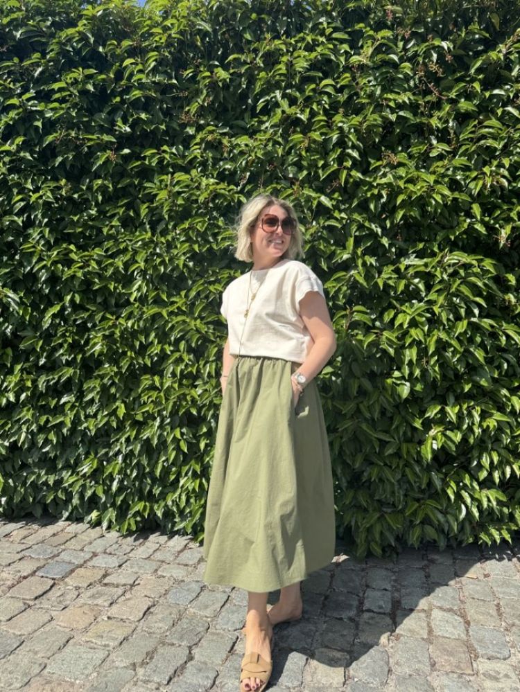 flared cotton skirt kaki