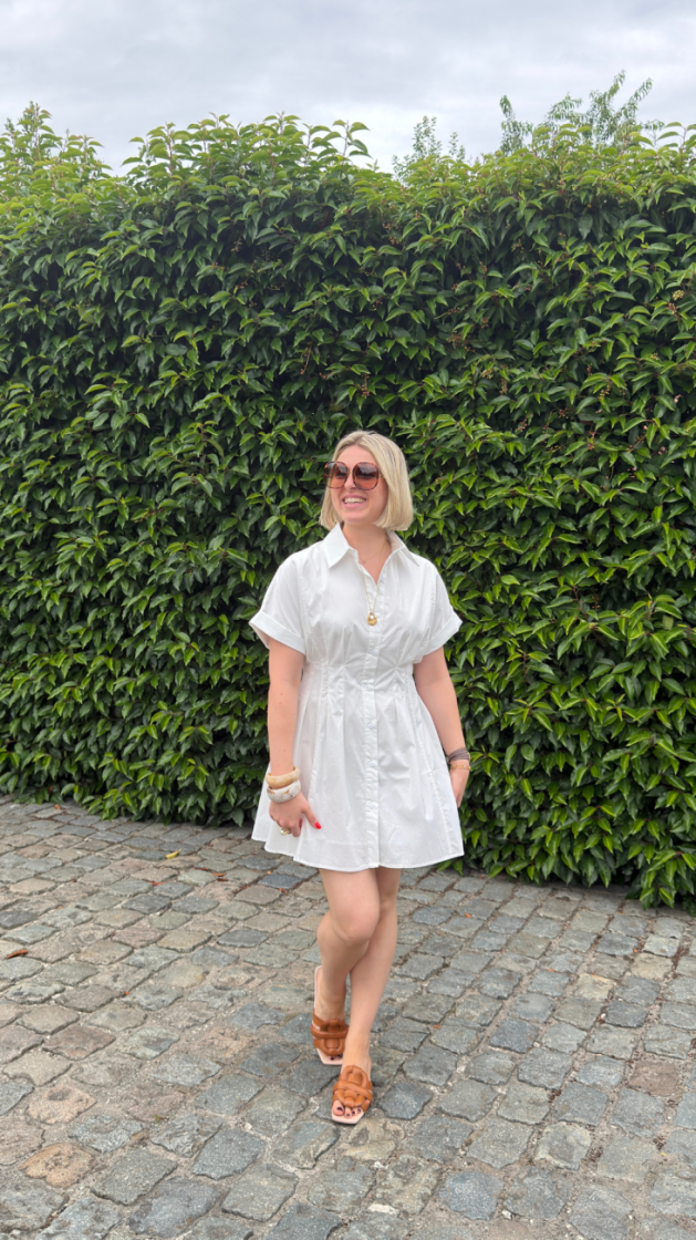 fitted short shirt dress white