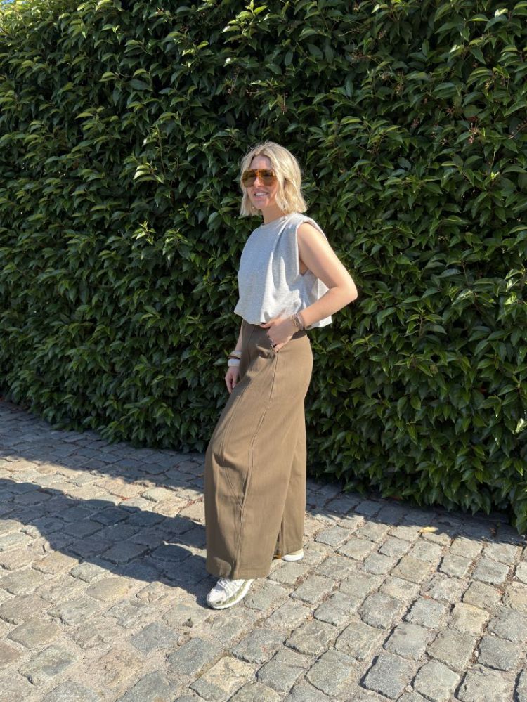 wide leg balloon pants kaki
