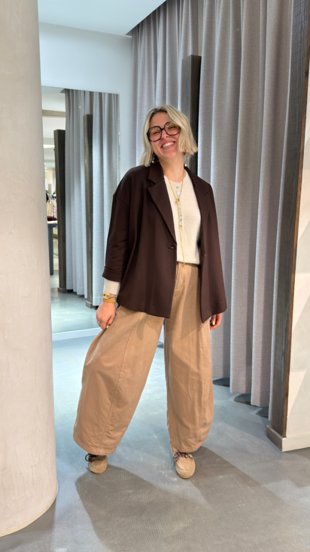wide leg balloon pants taupe